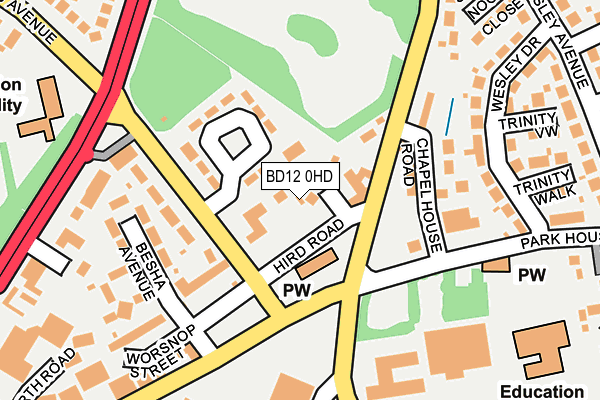 BD12 0HD map - OS OpenMap – Local (Ordnance Survey)