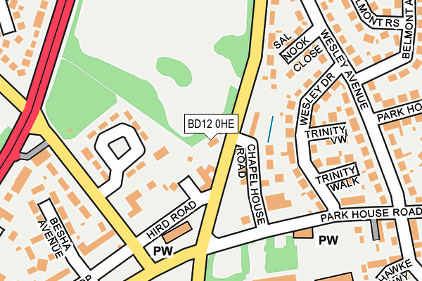 BD12 0HE map - OS OpenMap – Local (Ordnance Survey)