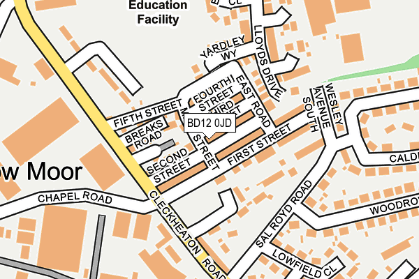 BD12 0JD map - OS OpenMap – Local (Ordnance Survey)
