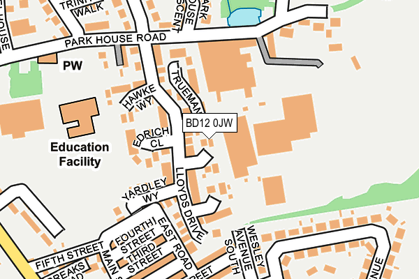 BD12 0JW map - OS OpenMap – Local (Ordnance Survey)