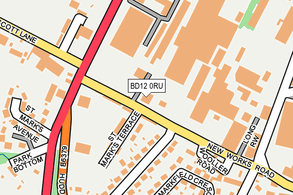 BD12 0RU map - OS OpenMap – Local (Ordnance Survey)