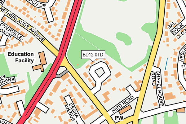 BD12 0TD map - OS OpenMap – Local (Ordnance Survey)