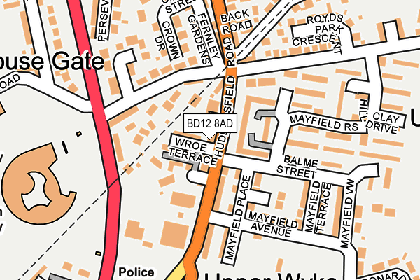 BD12 8AD map - OS OpenMap – Local (Ordnance Survey)
