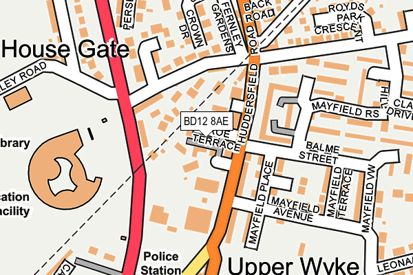 BD12 8AE map - OS OpenMap – Local (Ordnance Survey)
