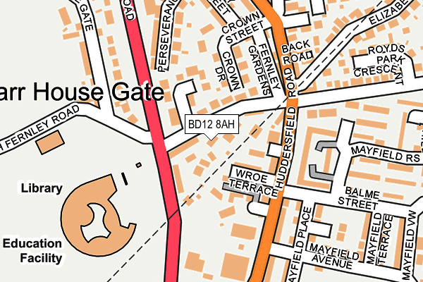 BD12 8AH map - OS OpenMap – Local (Ordnance Survey)