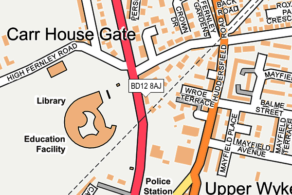 BD12 8AJ map - OS OpenMap – Local (Ordnance Survey)