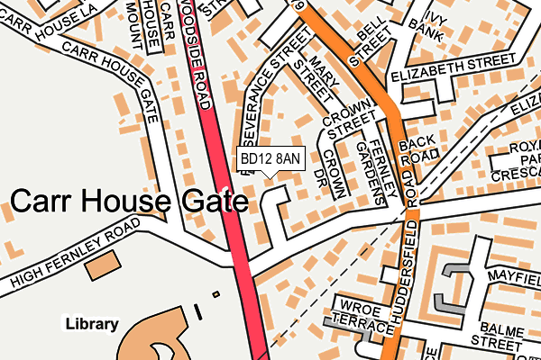 BD12 8AN map - OS OpenMap – Local (Ordnance Survey)