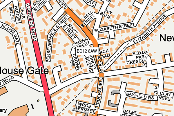 BD12 8AW map - OS OpenMap – Local (Ordnance Survey)