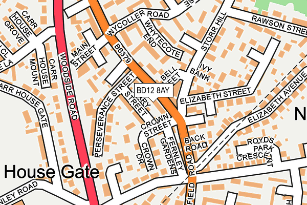 BD12 8AY map - OS OpenMap – Local (Ordnance Survey)