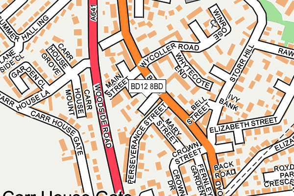 BD12 8BD map - OS OpenMap – Local (Ordnance Survey)