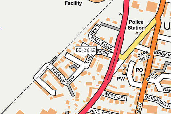 BD12 8HZ map - OS OpenMap – Local (Ordnance Survey)