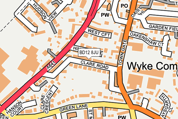 BD12 8JU map - OS OpenMap – Local (Ordnance Survey)