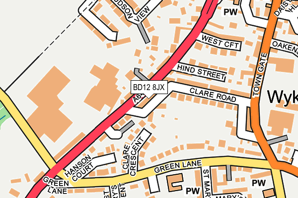 BD12 8JX map - OS OpenMap – Local (Ordnance Survey)