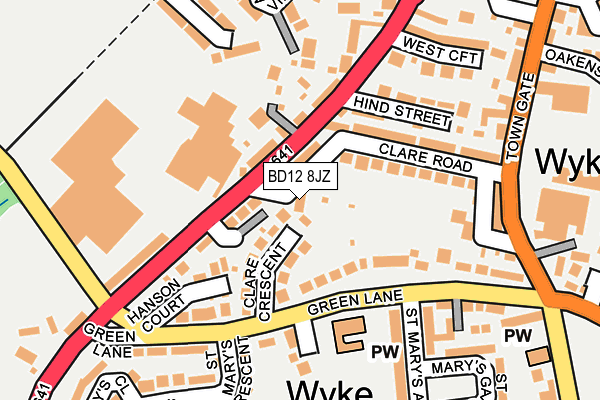 BD12 8JZ map - OS OpenMap – Local (Ordnance Survey)