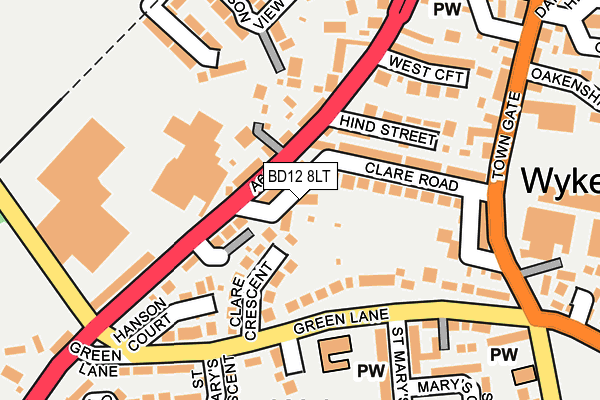 BD12 8LT map - OS OpenMap – Local (Ordnance Survey)