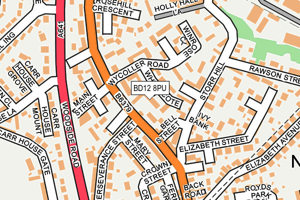 BD12 8PU map - OS OpenMap – Local (Ordnance Survey)