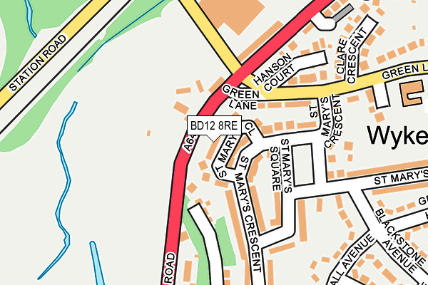 BD12 8RE map - OS OpenMap – Local (Ordnance Survey)