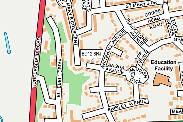 BD12 8RJ map - OS OpenMap – Local (Ordnance Survey)