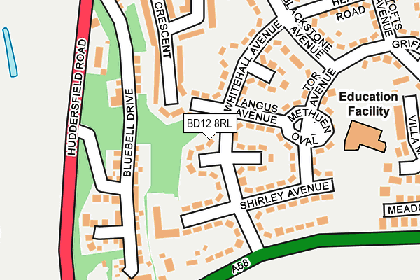 BD12 8RL map - OS OpenMap – Local (Ordnance Survey)