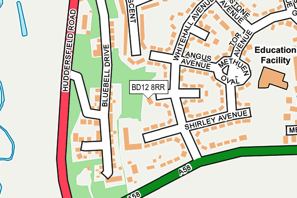 BD12 8RR map - OS OpenMap – Local (Ordnance Survey)