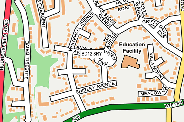 BD12 8RY map - OS OpenMap – Local (Ordnance Survey)