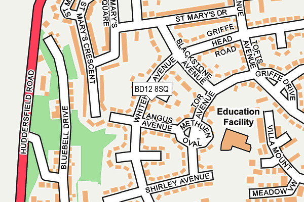 BD12 8SQ map - OS OpenMap – Local (Ordnance Survey)