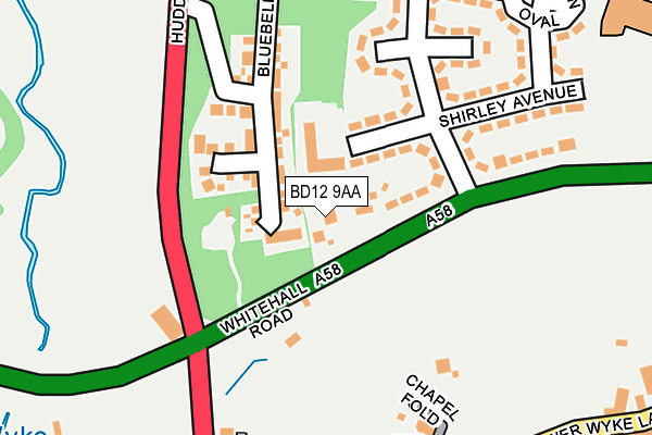 BD12 9AA map - OS OpenMap – Local (Ordnance Survey)