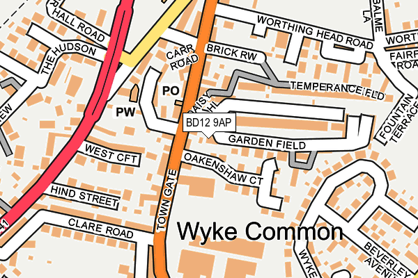 BD12 9AP map - OS OpenMap – Local (Ordnance Survey)