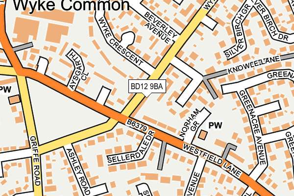 BD12 9BA map - OS OpenMap – Local (Ordnance Survey)