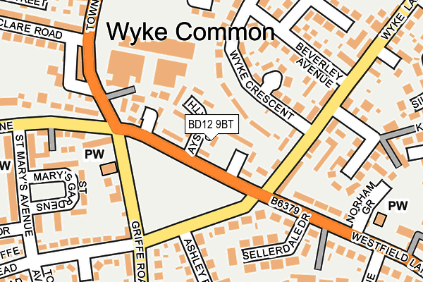 BD12 9BT map - OS OpenMap – Local (Ordnance Survey)