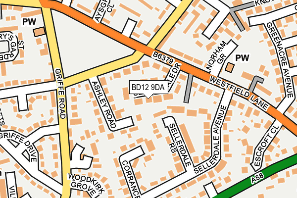 BD12 9DA map - OS OpenMap – Local (Ordnance Survey)