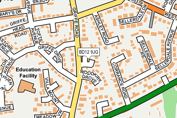BD12 9JG map - OS OpenMap – Local (Ordnance Survey)