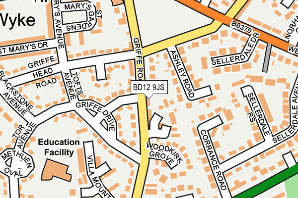 BD12 9JS map - OS OpenMap – Local (Ordnance Survey)