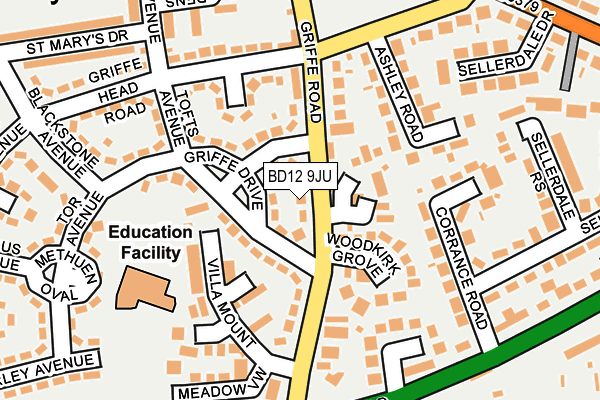 BD12 9JU map - OS OpenMap – Local (Ordnance Survey)