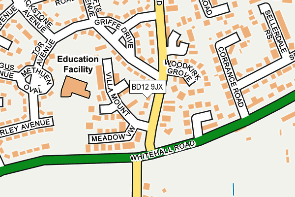 BD12 9JX map - OS OpenMap – Local (Ordnance Survey)