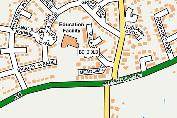 BD12 9LB map - OS OpenMap – Local (Ordnance Survey)