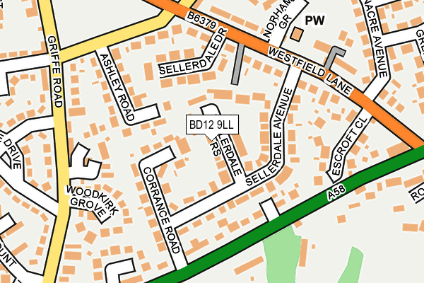 BD12 9LL map - OS OpenMap – Local (Ordnance Survey)