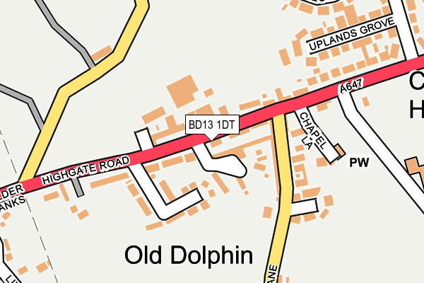 BD13 1DT map - OS OpenMap – Local (Ordnance Survey)