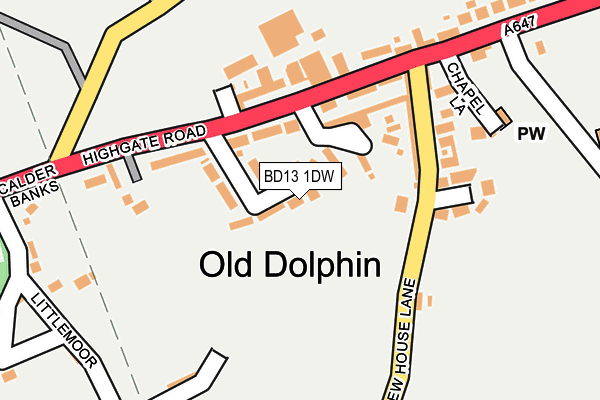 BD13 1DW map - OS OpenMap – Local (Ordnance Survey)