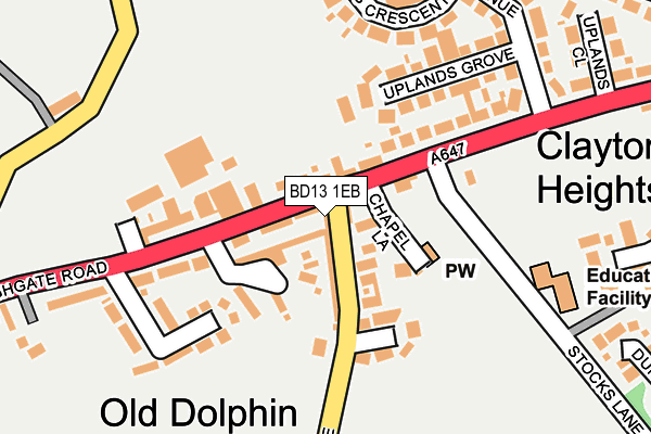 BD13 1EB map - OS OpenMap – Local (Ordnance Survey)