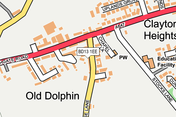 BD13 1EE map - OS OpenMap – Local (Ordnance Survey)