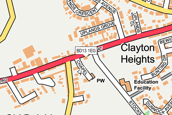 BD13 1EG map - OS OpenMap – Local (Ordnance Survey)