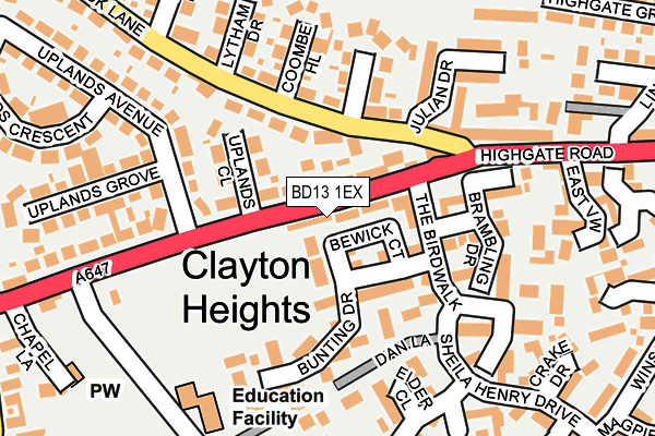 BD13 1EX map - OS OpenMap – Local (Ordnance Survey)