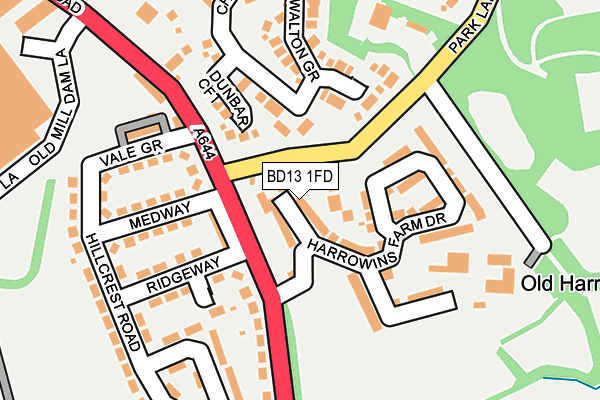 BD13 1FD map - OS OpenMap – Local (Ordnance Survey)