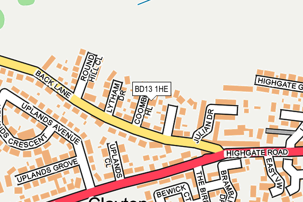 BD13 1HE map - OS OpenMap – Local (Ordnance Survey)