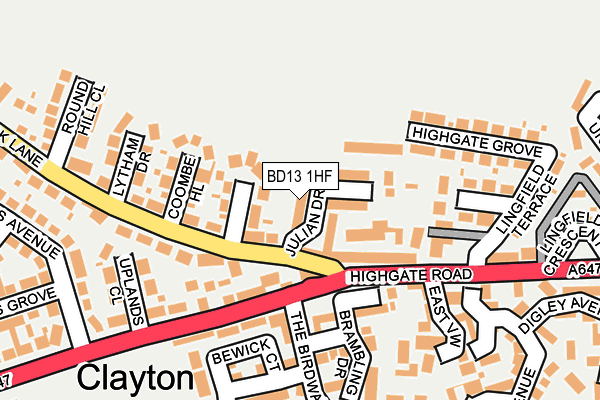 BD13 1HF map - OS OpenMap – Local (Ordnance Survey)