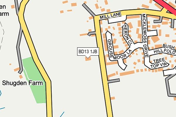 BD13 1JB map - OS OpenMap – Local (Ordnance Survey)