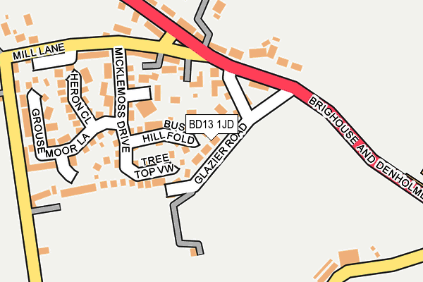 BD13 1JD map - OS OpenMap – Local (Ordnance Survey)