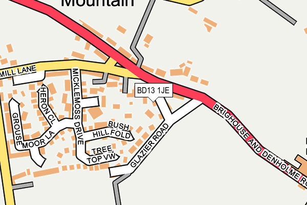 BD13 1JE map - OS OpenMap – Local (Ordnance Survey)