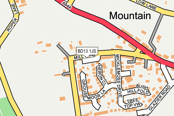 BD13 1JS map - OS OpenMap – Local (Ordnance Survey)